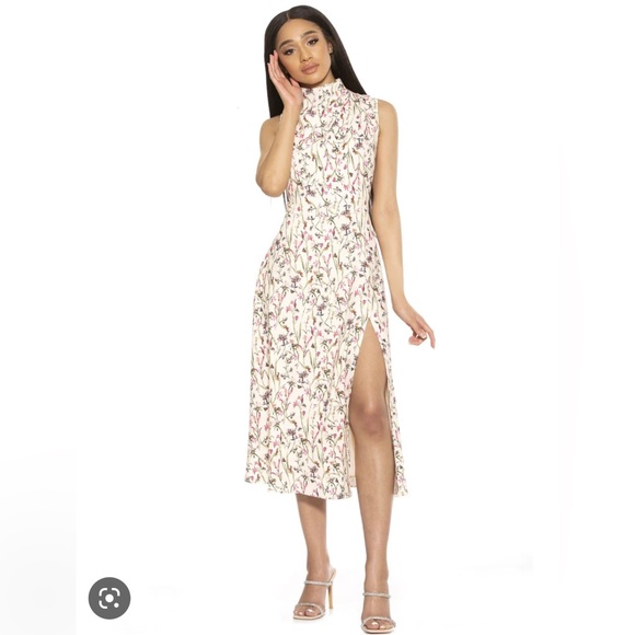 ALEXIA ADMOR- FLORAL MIDI DRESS (Beige Floral) size 6- GREAT CONDITION - Picture 1 of 3